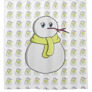 Schneemann mit gelbem Schal Duschvorhang