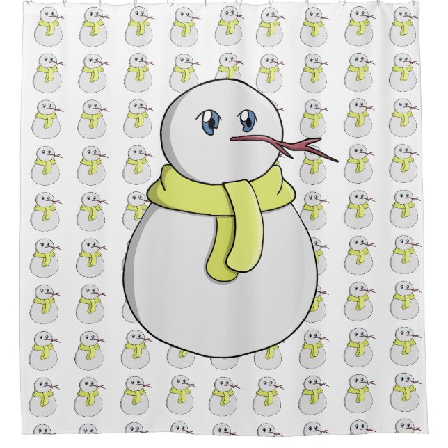 Schneemann mit gelbem Schal Duschvorhang (Vorderseite)