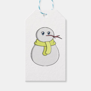 Schneemann mit gelbem Schal Geschenkanhänger