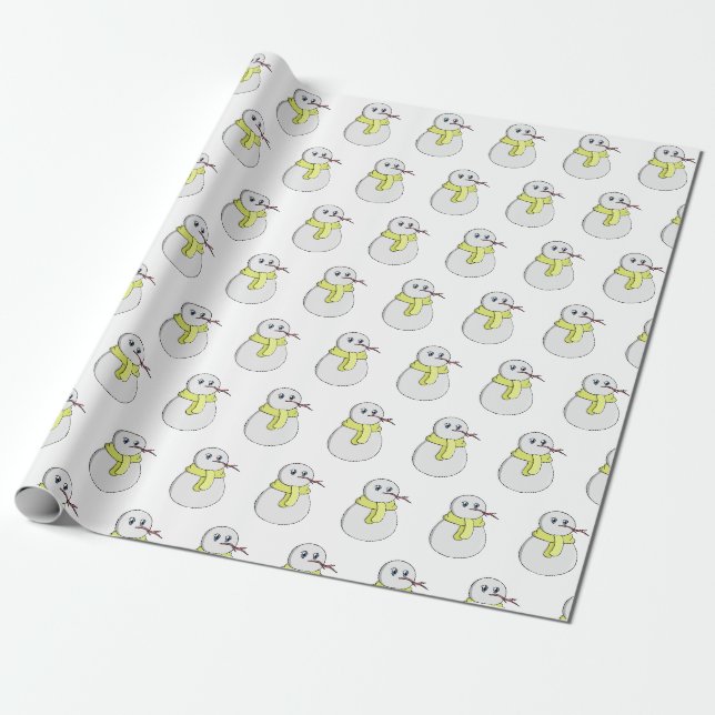 Schneemann mit gelbem Schal Geschenkpapier (Ungerollt)