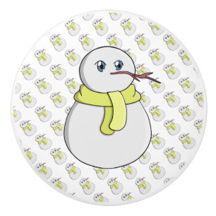 Schneemann mit gelbem Schal Keramikknauf