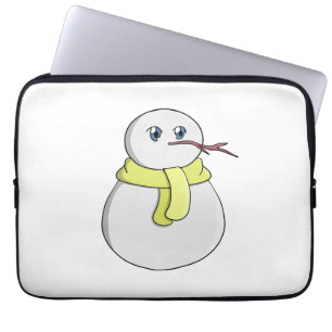 Schneemann mit gelbem Schal Laptopschutzhülle