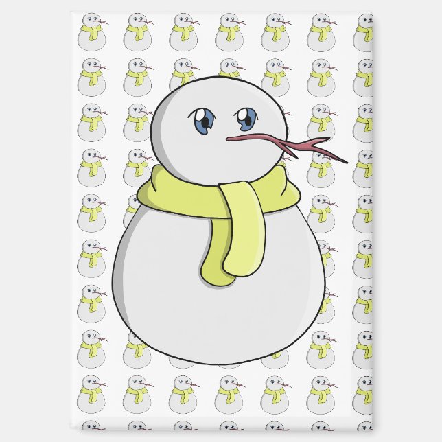 Schneemann mit gelbem Schal Magnet (Vorderseite)