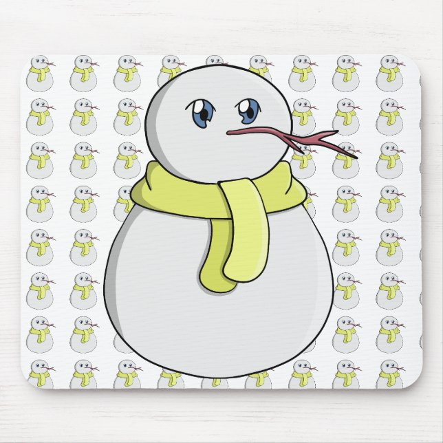 Schneemann mit gelbem Schal Mousepad (Vorne)