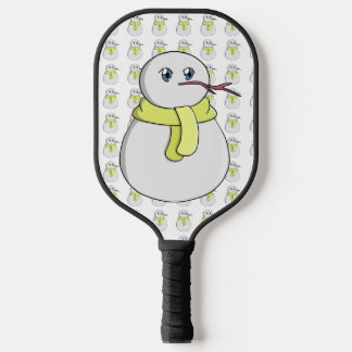 Schneemann mit gelbem Schal Pickleball Schläger