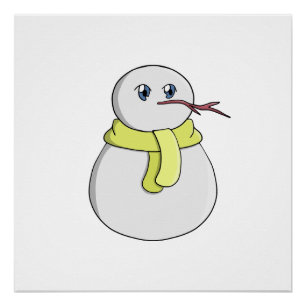 Schneemann mit gelbem Schal Poster