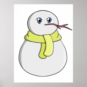 Schneemann mit gelbem Schal Poster