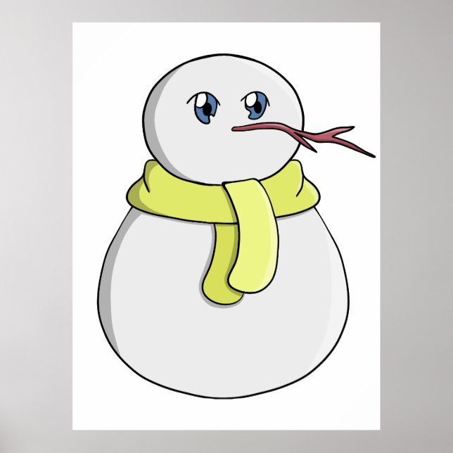 Schneemann mit gelbem Schal Poster (Vorne)