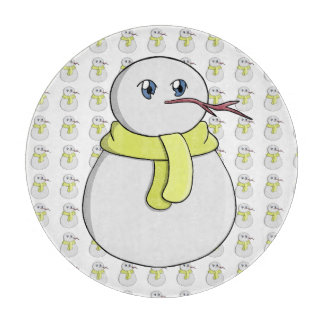 Schneemann mit gelbem Schal Schneidebrett