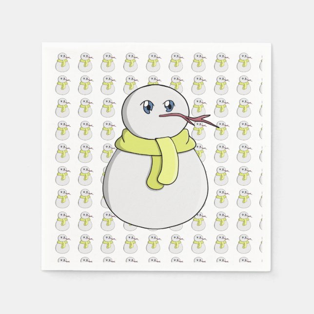 Schneemann mit gelbem Schal Serviette (Vorderseite)