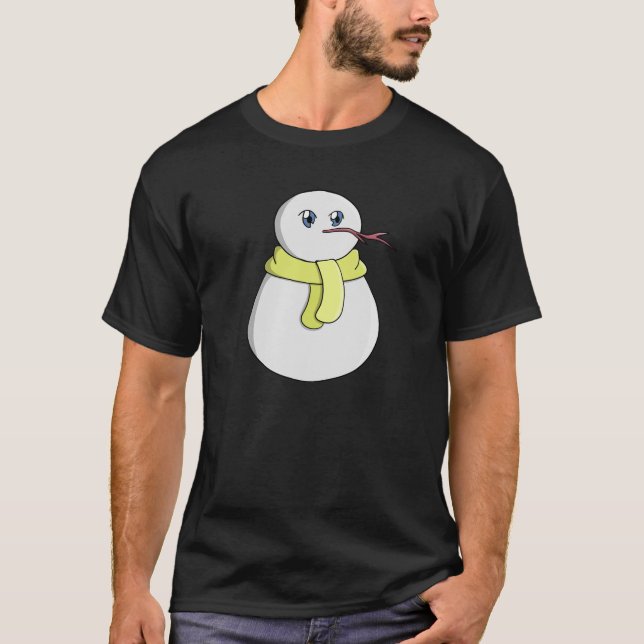 Schneemann mit gelbem Schal T-Shirt (Vorderseite)