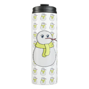 Schneemann mit gelbem Schal Thermosbecher