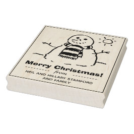 Schneemann mit Glücklicher Weihnachtsnachricht! Br Gummistempel