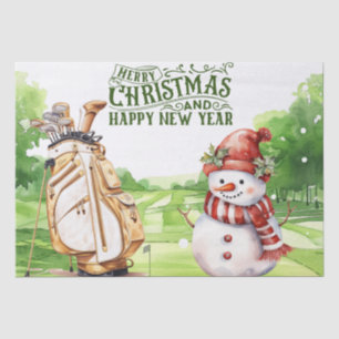 Schneemann mit Golfer-Thema Weihnachtsgeschenk Seidenpapier