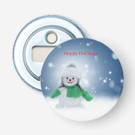 Schneemann mit grünem Schal Flaschenöffner