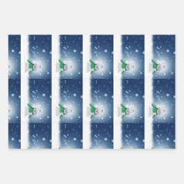 Schneemann mit grünem Schal Geschenkpapier Set