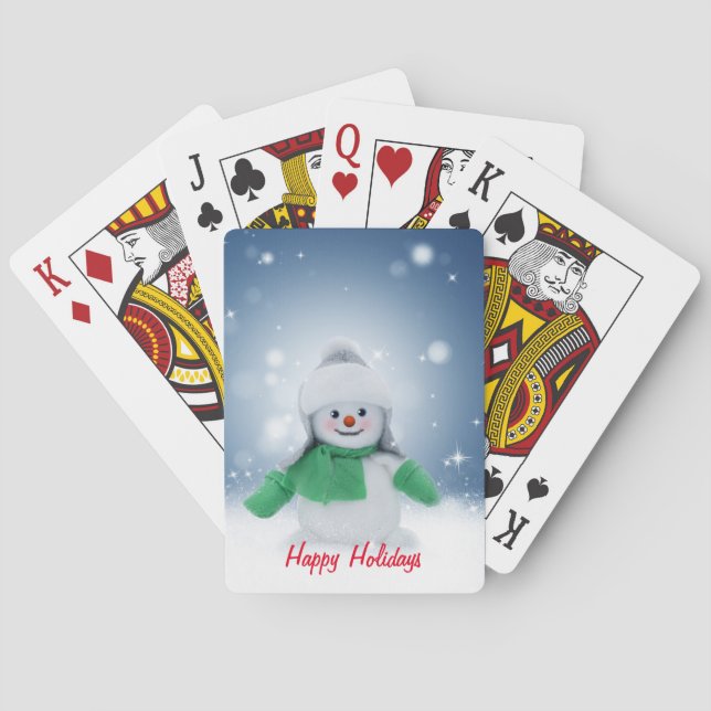 Schneemann mit grünem Schal Spielkarten (Rückseite)