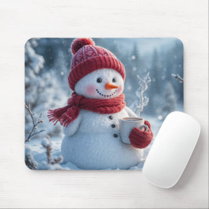 Schneemann mit heißer Schokolade Mousepad