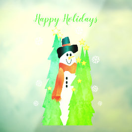 Schneemann mit hellgrün fensteraufkleber