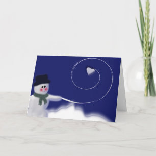 Schneemann mit Herzschneeball Feiertagskarte