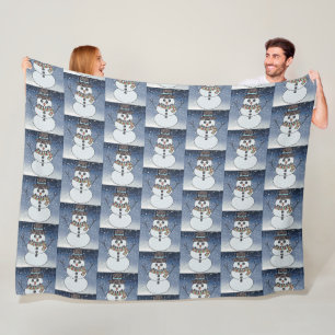 Schneemann mit Hintergrund - Fleece-Decke Fleecedecke