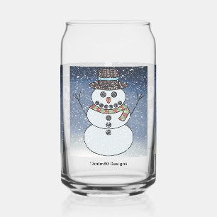 Schneemann mit Hintergrund - Glas Dose