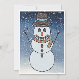 Schneemann mit Hintergrund - Grußkarte Feiertagskarte