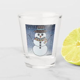 Schneemann mit Hintergrund - Schnapsglas