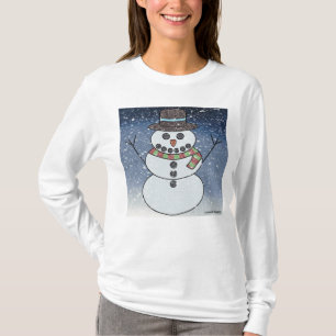 Schneemann mit Hintergrund (weiß) - Damen Langarms T-Shirt