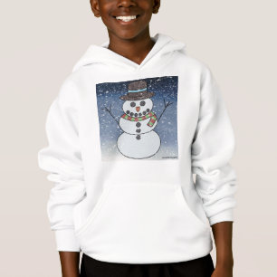 Schneemann mit Hintergrund (weiß) - Jungen-Kapuzen Hoodie