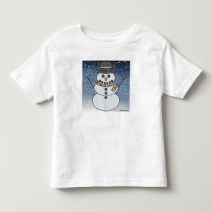 Schneemann mit Hintergrund (weiß) - T-Shirt für Kl