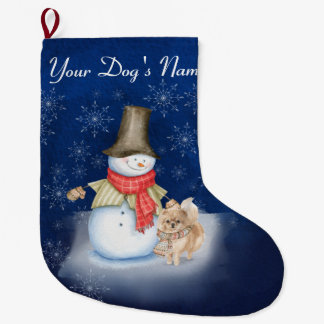 Schneemann mit Hund-Spitz Lover Grosses Weihnachts Großer Weihnachtsstrumpf