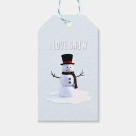 Schneemann mit Hut und Schal. Ich liebe Schnee Geschenkanhänger