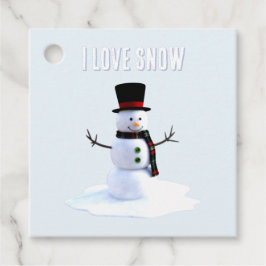 Schneemann mit Hut und Schal. Ich liebe Schnee Geschenkanhänger