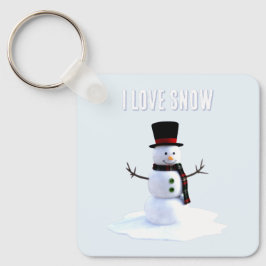 Schneemann mit Hut und Schal. Ich liebe Schnee Schlüsselanhänger