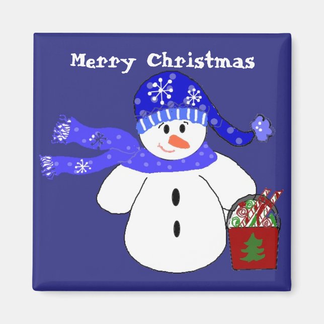 Schneemann mit Leckereien Magnet (Vorne)