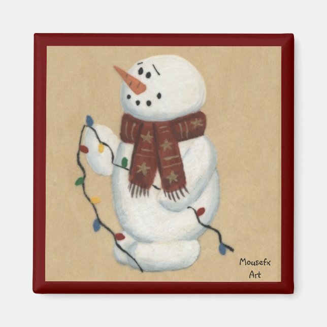 Schneemann mit Lichtmagnet Magnet (Vorne)