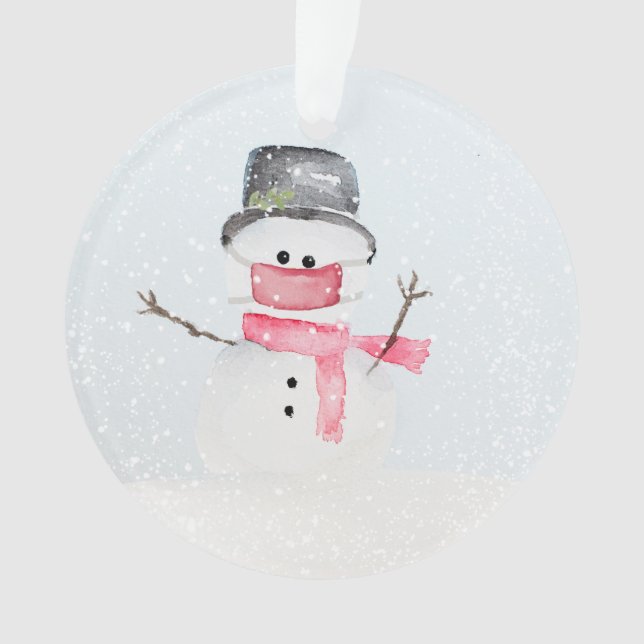 Schneemann mit Maske 2020 Weihnachts-Acryl-Ornamen Ornament (Vorderseite)