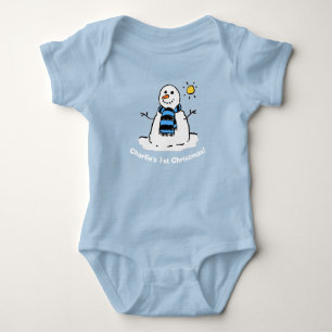 Schneemann mit Namen 1. Weihnachten! Baby Strampler