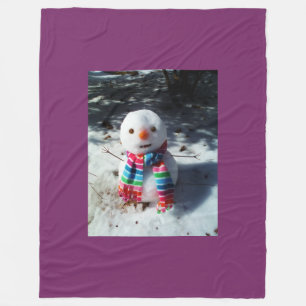 Schneemann mit Rainbow Scarf Fleecedecke