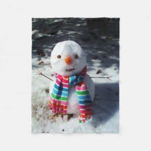 Schneemann mit Rainbow Scarf Fleecedecke