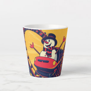 Schneemann mit Rollerfahrt auf dem Untersetzer Milchtasse