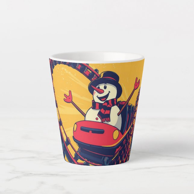 Schneemann mit Rollerfahrt auf dem Untersetzer Milchtasse (Vorderseite)