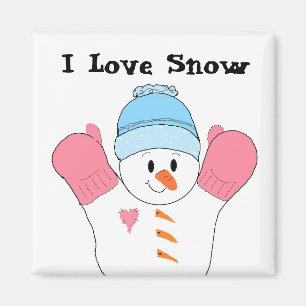 Schneemann mit rosa Handschuhen Magnet
