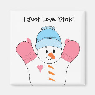 Schneemann mit rosa Handschuhen Magnet