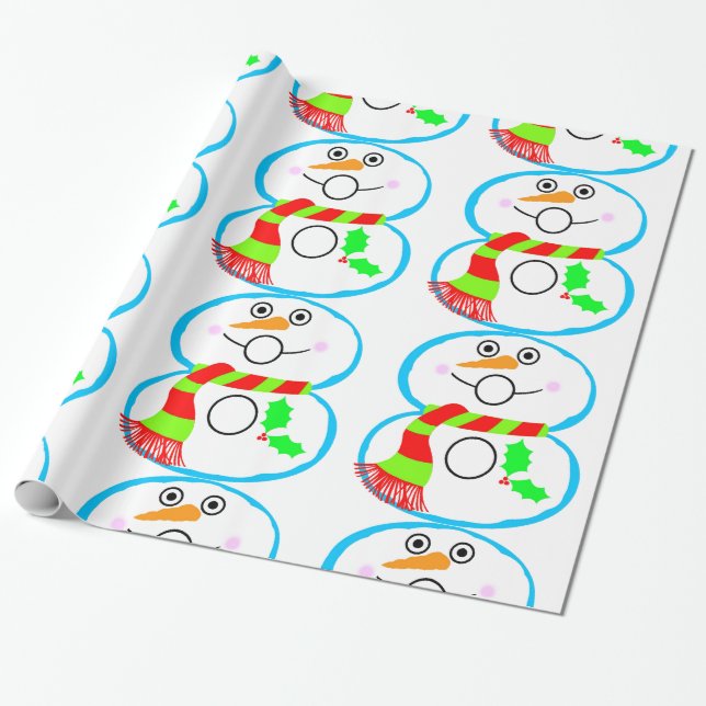 Schneemann mit Rot und Grün Weihnachtsfeiertag Geschenkpapier (Ungerollt)
