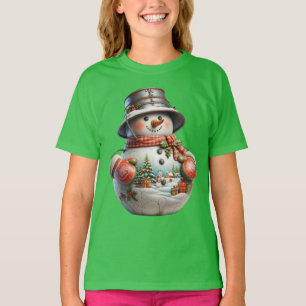 Schneemann mit rotem Schal, Weihnachten, Autorin N T-Shirt