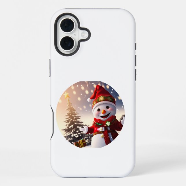 Schneemann mit roter Mütze iPhone 16 Plus Hülle (Rückseite)