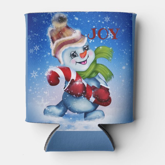Schneemann mit Schal Dosenkühler (Vorderseite)