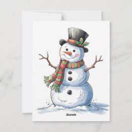 Schneemann mit Schal Feiertagskarte